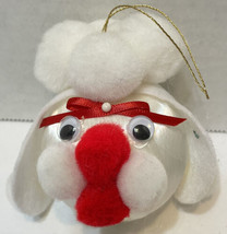 Vintage Handmade Poodle Christmas Ornament Googly Eyes Pompoms Felt 3 inch - £11.46 GBP