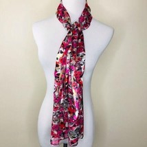 Floral Satin Feel Lightweight Scarf Poppies Flowers - £13.53 GBP