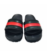 Gucci Black Rubber Trek Web Slide Sandals Green Red Mens Sz 6 (Fits Wome... - $218.45