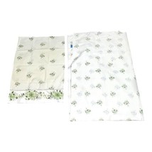 Sears Perma Prest Twin Flat Bed Sheet 1 Pillowcase White with Green MCM ... - £18.37 GBP