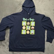 Rick and Morty XL Navy Pullover Hoodie Sweatshirt EUC ADULT SWIM Oversized - $30.00