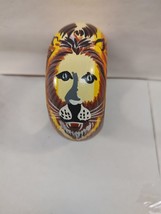 Lion Hand Carved Wood &amp;  Painted Bangle Bracelet African Wild Cats - £15.22 GBP