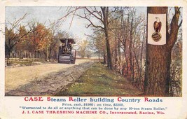 Steam Tractor Engine Road Roller J I Case Machine Wisconsin Advertising postcard - $6.93