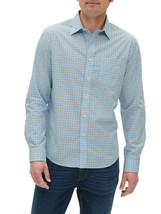 Banana Republic Mens Blue Checked Slim Fit Cotton Untucked Shirt Large L 3728-5 - £46.97 GBP