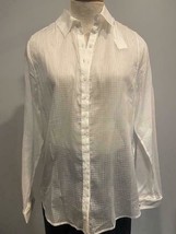 Anne Fontaine White Blouse Semi Sheer Square Pattern Cuff Links NWT 40 - £111.12 GBP