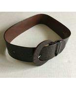 vintage fake snakeskin plastic wide belt large buckle size 8 made in Hon... - $27.01 CAD