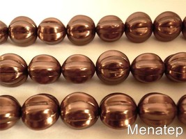 4(Four)  14 mm Melon Round Beads: Pearl Coated - Chocolate Bronze - £1.85 GBP