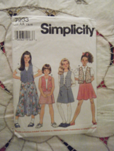 7233 Vintage Simplicity SEWING Pattern Childs Vest Skirt UNCUT Casual Play OOP - £5.31 GBP