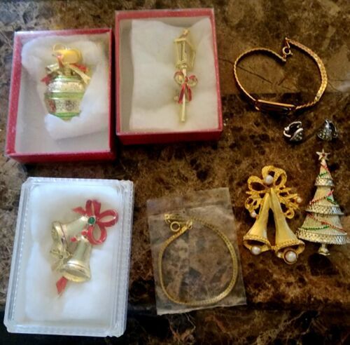 Primary image for Christmas Holiday Pins Brooches Gerry Beatrix Unamed +Avon Clip-on Heart Earring