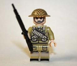Minifigure Custom Toy British Desert soldier with ammo belt WW2 H - £4.22 GBP