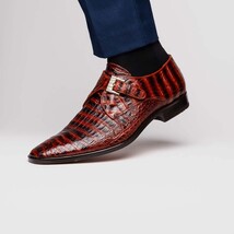 Genuine caiman crocodile Shoes Rovigo Cognac Straps image 8