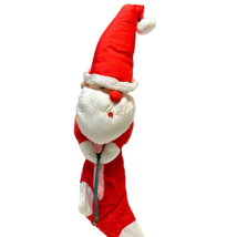 Vintage Albert E Price Nylon Christmas Santa Holding Candy Cane Stocking 26&quot; - £20.48 GBP