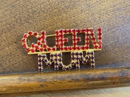 Vintage &quot;Queen Mum&quot; Rhinestone Bling Brooch Pin Pageant Queen Mom British - £19.45 GBP