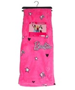 Hot Pink Barbie Script Hearts Stars Barbie Heads Oversized Plush 50 x 70... - $39.99