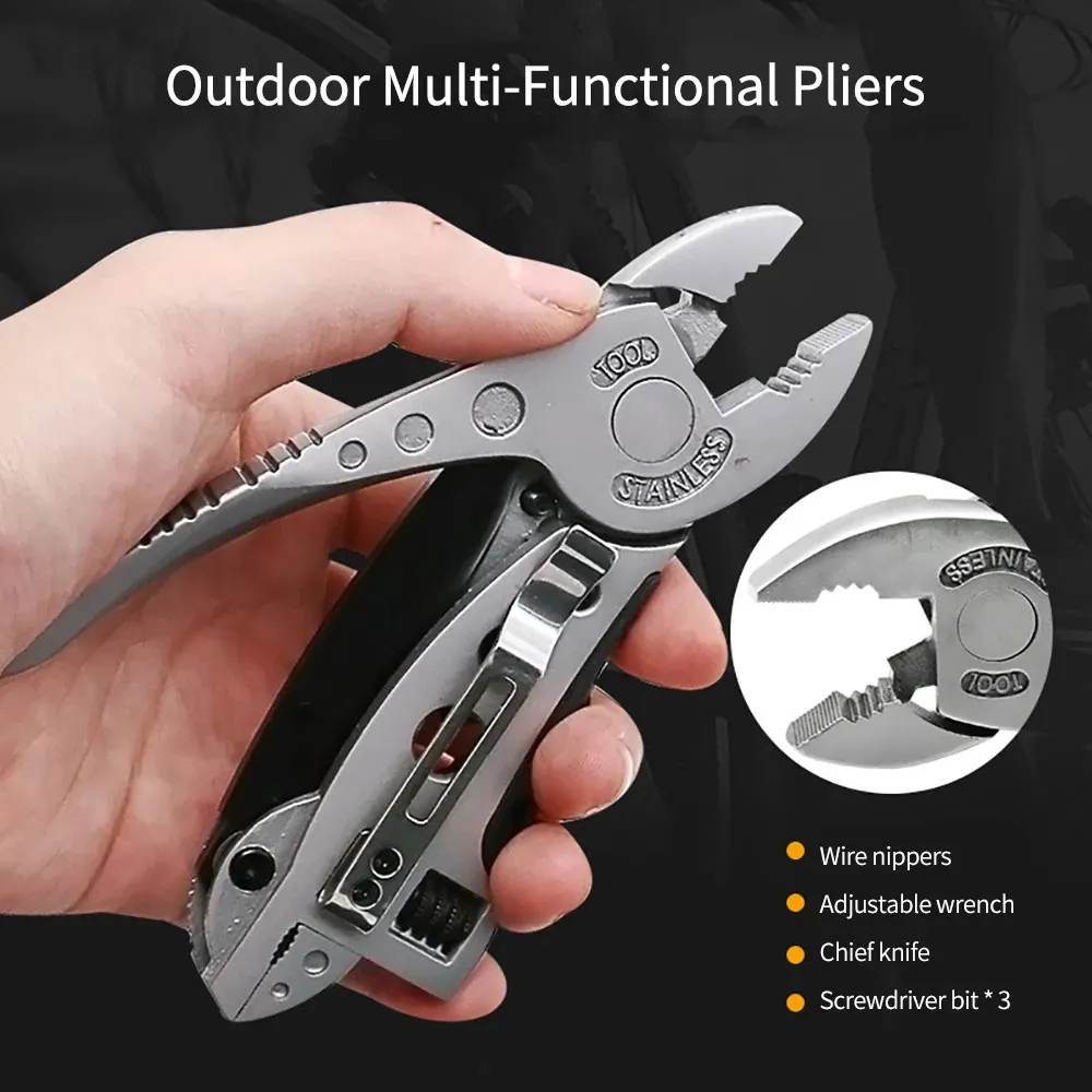 Multitool Pliers Pocket Knife Screwdriver Set Adjustable Wrench Jaw Spanner Mini - £17.01 GBP