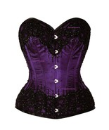 Purple Black Sequins Work Overbust Corset Gothic Christmas Costume Busti... - $89.99+