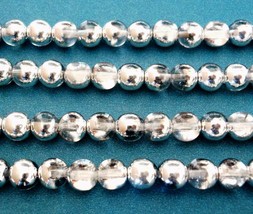 25 8mm Czech Glass Round Beads: Crystal/Silver - £2.65 GBP