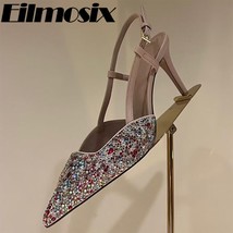 Luxury Rhinestone Pointed Toe Runway Shoes Women New Shallow Bling Bling Crystal - £149.65 GBP