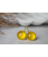 Yellow agate earrings, Gemstone dangle earrings, Small yellow gold earri... - £25.12 GBP
