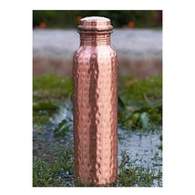 1L Hammered Copper Water Bottle - Ayurvedic Health Benefits - Leak-Proof Design - £30.65 GBP