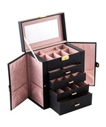 Large Jewelry Watch Box Organizer w/ Mirror Necklace Ring Women Girls Gi... - $73.51 CAD