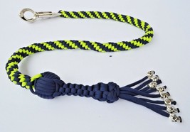 Paracord Motorcycle Biker Whip Get Back whip 1&quot; Ball &amp; Skulls 36&quot; NEON / NAVY - £23.44 GBP