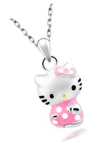 Hello Kitty Necklace, Kitty Cat Necklace-Pink Cat - £31.64 GBP