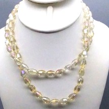 Fabulous AB Crystals Beaded Infinity Necklace, Beige Faceted Glass Beads - £37.12 GBP
