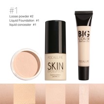 FOCALLURE 3 Pcs Makeup Set Include Liquid Foundation Face Concealer Cream Loose  - £28.61 GBP