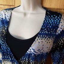 AGB 2-for-1 Blouse Women&#39;s Size Small Blue Black Attach Tank 3/4 Sleeves... - $12.00