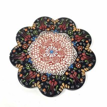 Turkish Trivet Tile Floral Hand-made Ceramic Plate 7&quot; Red Green Yellow Blue - £12.65 GBP