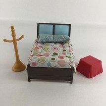 Fisher Price Loving Family Dollhouse Parents Bedroom Bed Coat Rack Pillow Stool - £25.79 GBP