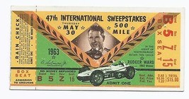 1963 Indianapolis 500 Mile Race Ticket Stub Indy - £70.46 GBP