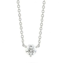 1/2Ct Simulated Diamond 14K White Gold Finish Solitaire Pendant Necklace - £57.16 GBP