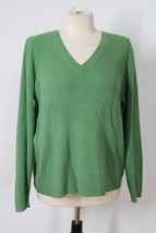 LL Bean XL Green V-neck Rib Knit Pima Cotton Stretch Top Sweater - £20.49 GBP