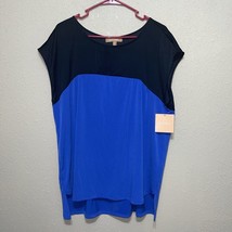 Ellen Tracy Sleeveless Knit Tank Top Blouse Black Blue Sz L New - $31.05