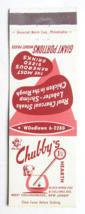 Chubby&#39;s 1 1/2 Hearth - West Collingswood, New Jersey Restaurant Matchbook Cover - £1.60 GBP