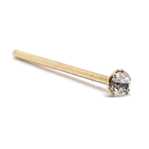 Gold Nose Stud 9ct Tiny 1.5mm Tri Claw CZ Gem 22g (0.6mm) Straight L Bendable - £17.38 GBP