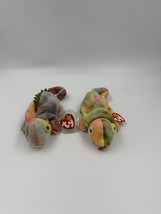 Set of 2 TY Beanie Babies Tie Dye Iggy the Iguana and Rainbow the Chameleon - $18.67 CAD