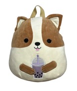 Squishmallow Backpack Regina Corgi Dog 13” Stuffed Plush w/ Boba Tea Bac... - $454.60 MXN