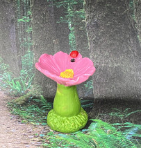 Miniature Fairy Garden Pink Flower Bird Bath Resin Figurine New - £3.21 GBP