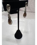 Silver Tone Tear Drop Dangle Drop Post Earrings W/ Glass Beads - €12,73 EUR
