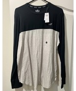 NWT Hollister Gray and Black Colorblock Long Sleeve Crew Neck Shirt Curv... - $12.82