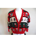 Ugly Xmas Sweater Christmas Trees Stockings Candy Cane XL Red Green Pres... - £19.96 GBP