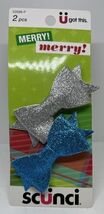 Scunci Christmas Hair Clips 2pcs (Silver &amp; Blue) 53588-P - $7.91
