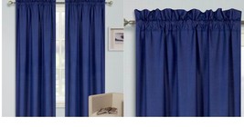 Navy blue 2pc set window curtain panel 100% privacy blackout lined drape... - $44.99+