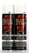 2 Ct Ace 15 Oz Rust Stop Indoor Outdoor White Flat Seal Excellent Adhesion Spray - £17.57 GBP