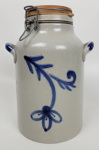 Vtg Gerzit Gerz German Salt Glaze Stoneware Lidded Jar Crock Handgemalt 10&quot; 80oz - £116.77 GBP