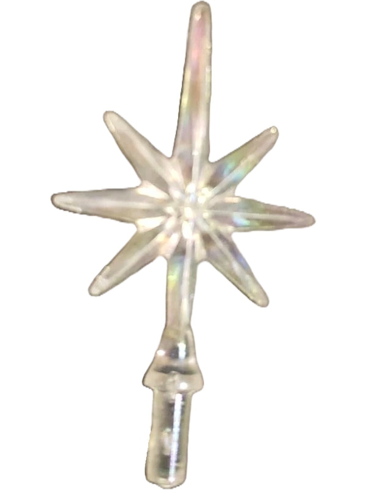 SNOWFLAKE STAR  Iridescent Aurora CLEAR SMALL  Ceramic Tree TINY TOPPER ... - $5.67