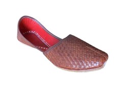Men Shoes Mojari Indian Handmade Leather Punjabi Brown Espadrilles Jutti US 8-10 - £43.24 GBP